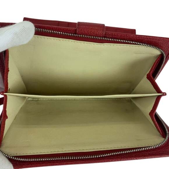 BVLGARI Colore Red Leather Long Wallet with Silver Hardware, Women's, 505931